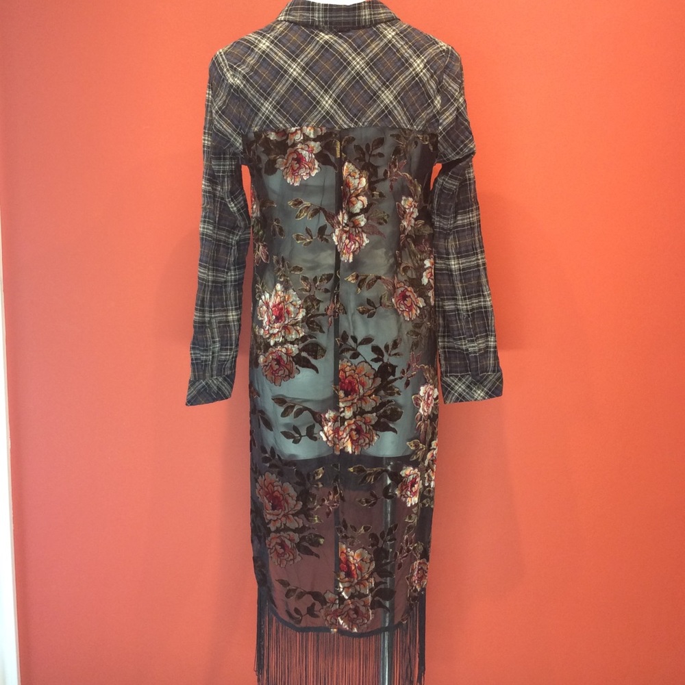 Multi fabric fringed dress/over shirt.